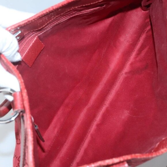 GUCCI GG Canvas Hand Bag Red Silver Auth - Picture 13 of 16